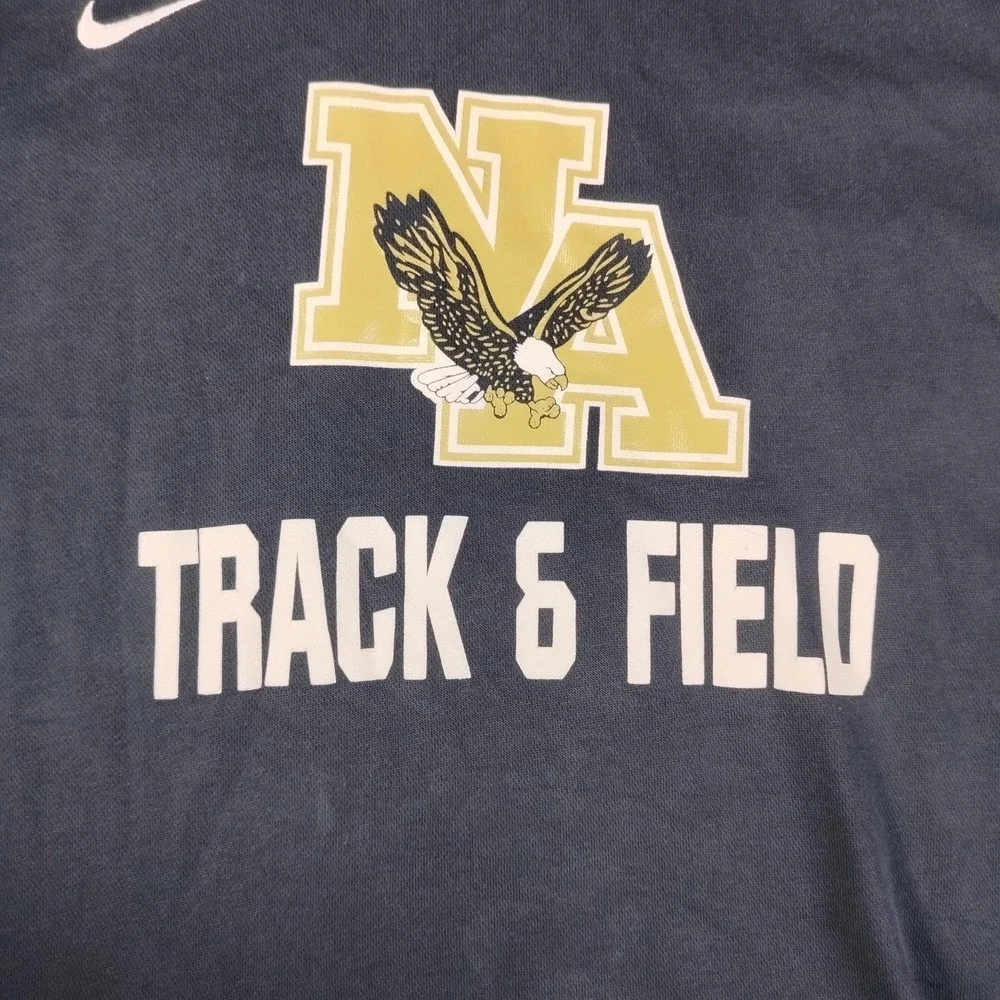 Nike Sweatshirt Club Fleece Mens Medium Black NA Track & Field Hoodie Distressed